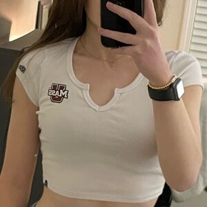 UMass White Crop Top for Women